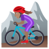 🚵🏽‍♀️ woman mountain biking: medium skin tone display on JoyPixels